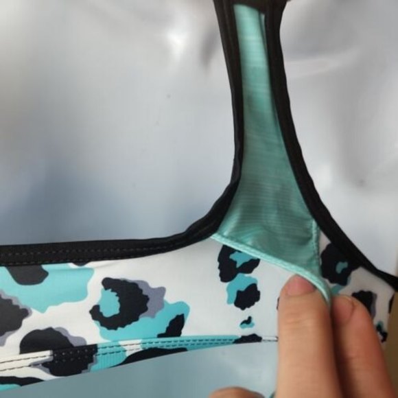 She Show Double Yoga Tank Top Swim Top Swim‎ Top S animal print aqua racer back - Picture 5 of 11